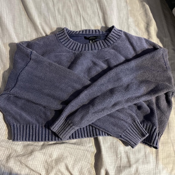 FOREVER21 Dark Purple Cropped Sweater XS - Picture 1 of 4